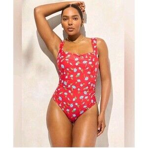 NEW J.Crew Nia Ruched Squareneck One-Piece Brushed Daisy Print Padded Size 4